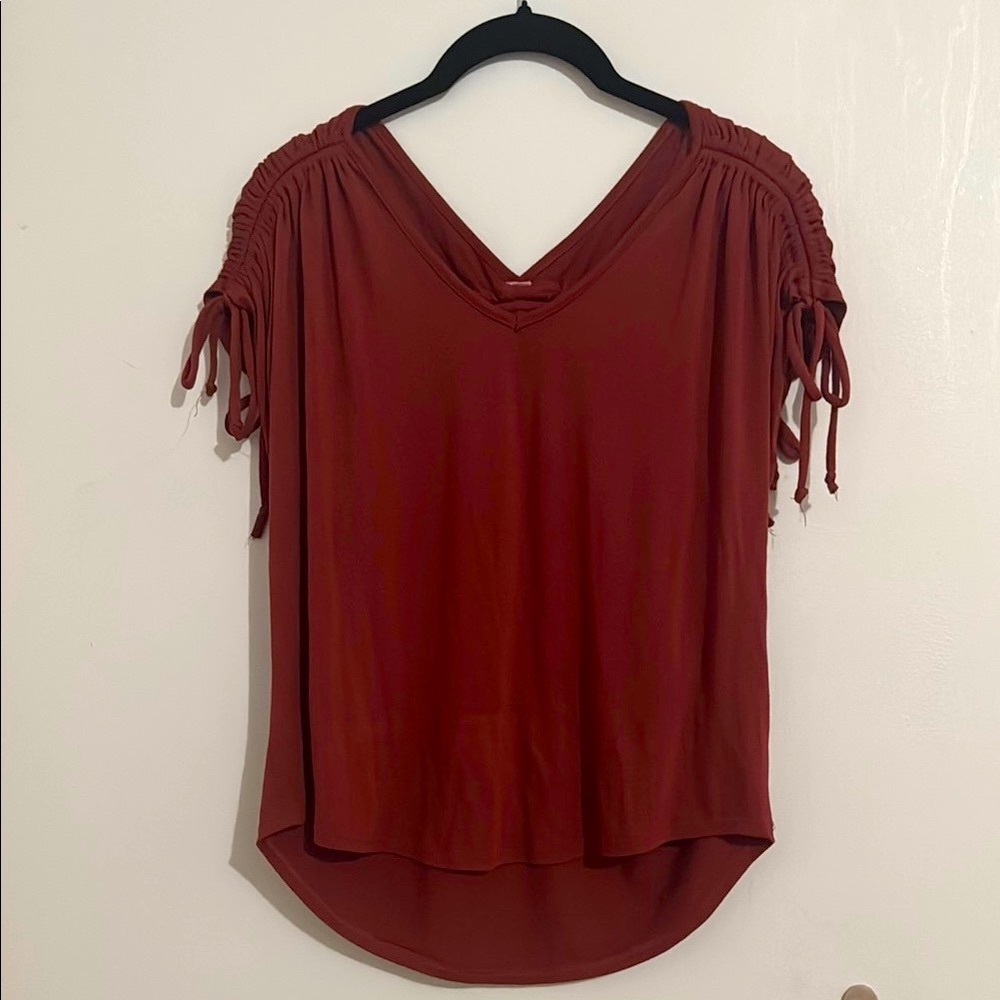Anthropologie Ruched Sleeve Top - XS